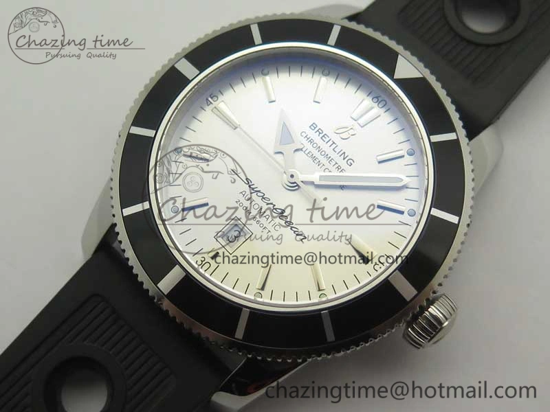 Breathable Super Ocean Heritage 46mm SS Black Bezel White Dial on SS Mesh Bracelet A 5620