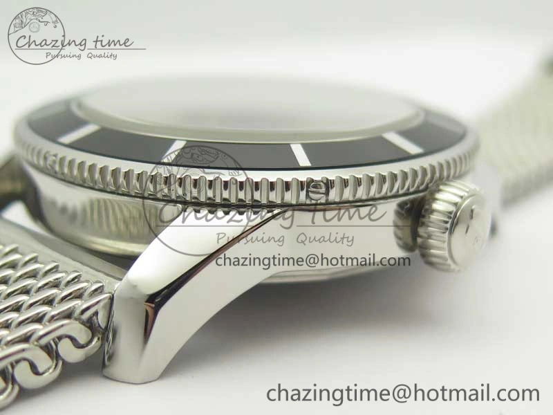 Breathable Super Ocean Heritage 46mm SS Black Bezel White Dial on SS Mesh Bracelet A 5620