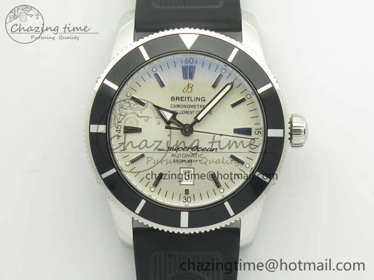 Breathable Super Ocean Heritage 46mm SS Black Bezel White Dial on SS Mesh Bracelet A 5620