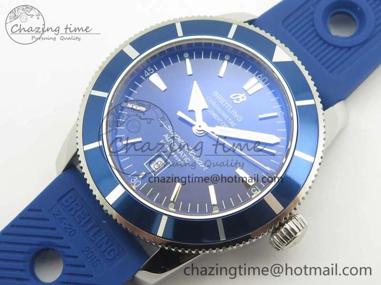 Super Ocean Heritage 46mm SS Blue Bezel Blue Dial on SS Mesh Bracelet A OnTrend 5617