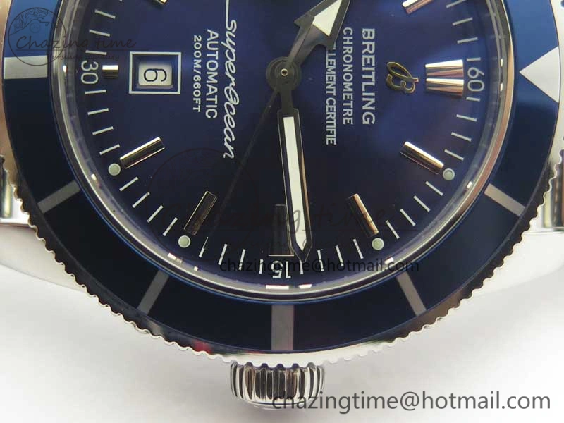 Super Ocean Heritage 46mm SS Blue Bezel Blue Dial on SS Mesh Bracelet A OnTrend 5617