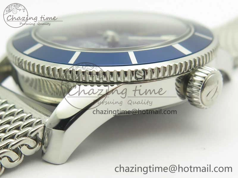 Super Ocean Heritage 46mm SS Blue Bezel Blue Dial on SS Mesh Bracelet A OnTrend 5617
