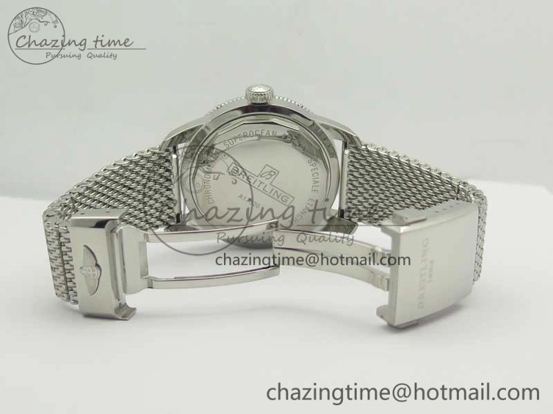Super Ocean Heritage 46mm SS RG Bezel Black Dial on SS Mesh Bracelet A Elegant 5619