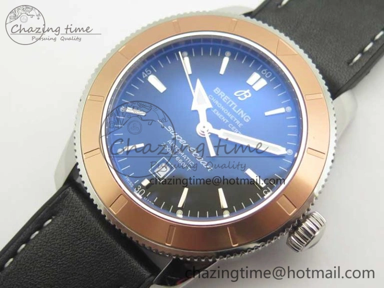 Super Ocean Heritage 46mm SS RG Bezel Black Dial on SS Mesh Bracelet A Elegant 5619