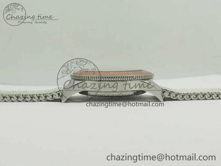 Super Ocean Heritage 46mm SS RG Bezel Black Dial on SS Mesh Bracelet A Elegant 5619
