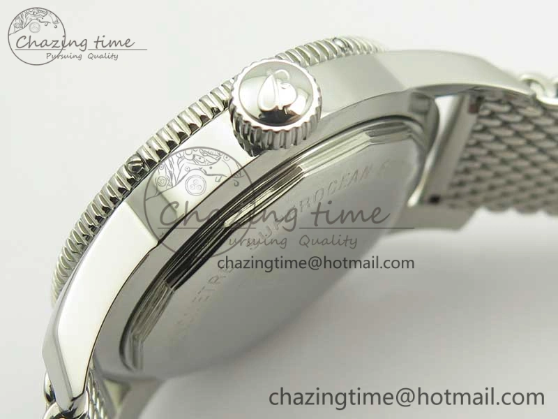 Super Ocean Heritage 46mm SS RG Bezel Black Dial on SS Mesh Bracelet A Elegant 5619