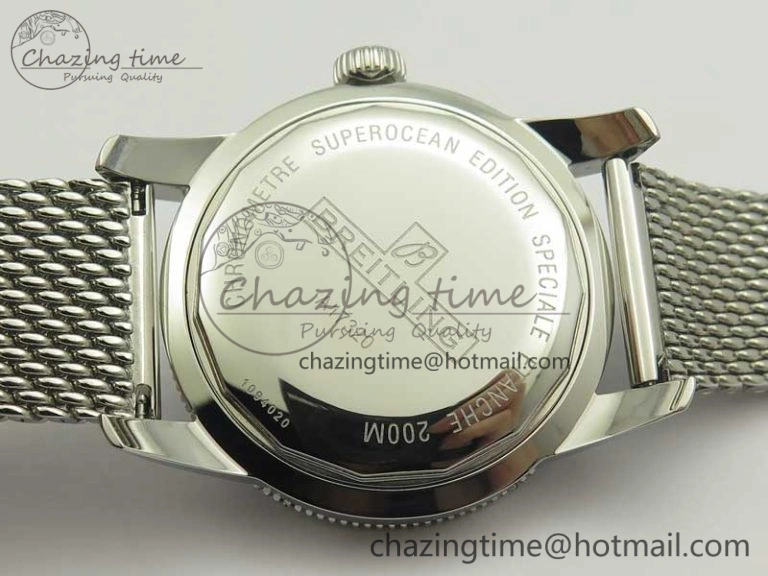 Super Ocean Heritage 46mm SS RG Bezel Black Dial on SS Mesh Bracelet A Elegant 5619