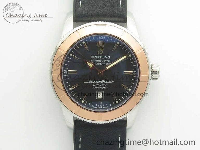 Super Ocean Heritage 46mm SS RG Bezel Black Dial on SS Mesh Bracelet A Elegant 5619