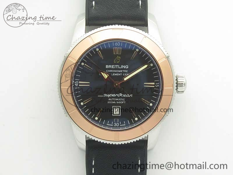 Super Ocean Heritage 46mm SS RG Bezel Black Dial on SS Mesh Bracelet A Elegant 5619