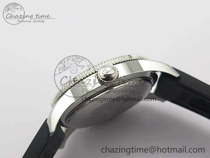 Super Ocean Heritage Black Ceramic Bezel SS Black Dial On Black Gummy Strap A ZeroBulk 5688