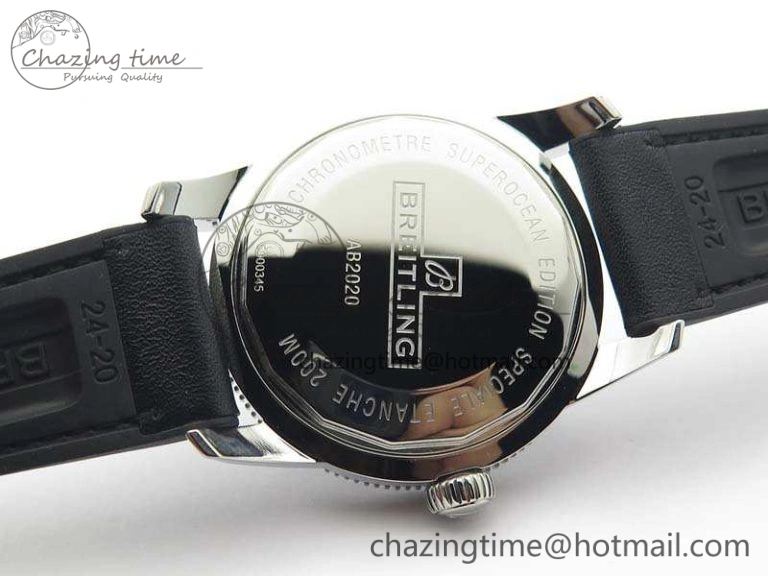 Super Ocean Heritage Black Ceramic Bezel SS Black Dial On Black Gummy Strap A ZeroBulk 5688