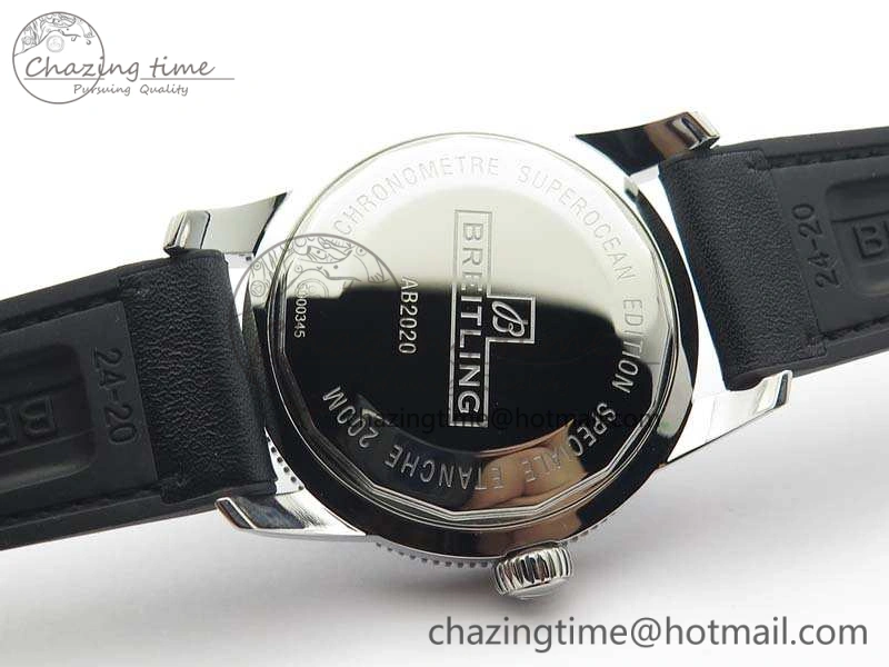Super Ocean Heritage Black Ceramic Bezel SS Black Dial On Black Gummy Strap A ZeroBulk 5688