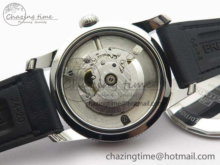Super Ocean Heritage Black Ceramic Bezel SS Black Dial On Black Gummy Strap A ZeroBulk 5688