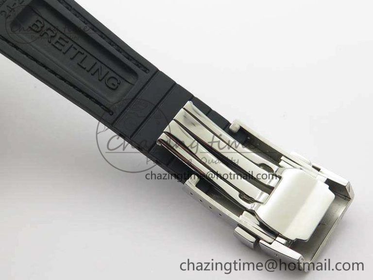 Super Ocean Heritage Black Ceramic Bezel SS Black Dial On Black Gummy Strap A ZeroBulk 5688