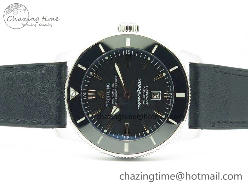 Super Ocean Heritage Black Ceramic Bezel SS Black Dial On Black Gummy Strap A ZeroBulk 5688