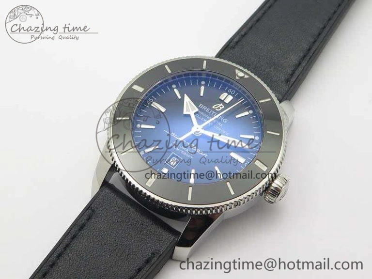Super Ocean Heritage Black Ceramic Bezel SS Black Dial On Black Gummy Strap A ZeroBulk 5688