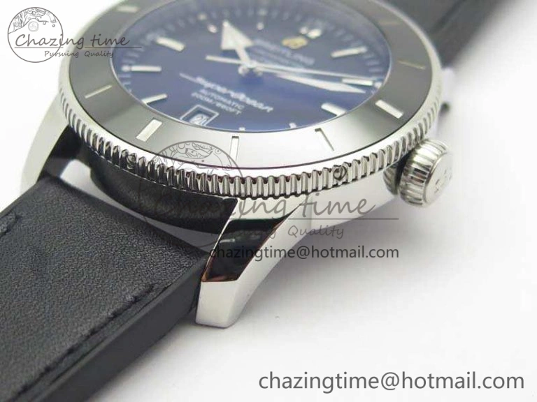 Super Ocean Heritage Black Ceramic Bezel SS Black Dial On Black Gummy Strap A ZeroBulk 5688