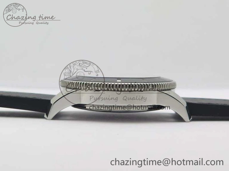 Super Ocean Heritage Black Ceramic Bezel SS Black Dial On Black Gummy Strap A ZeroBulk 5688