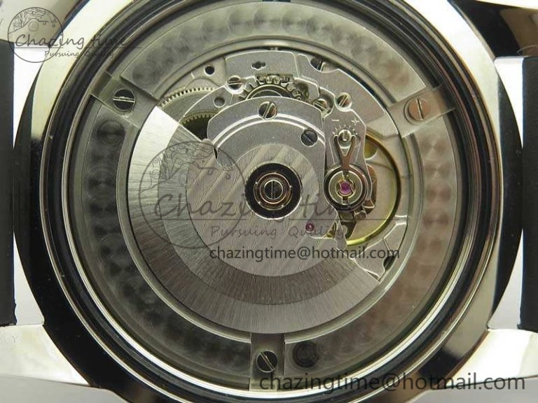 Super Ocean Heritage Black Ceramic Bezel SS Black Dial On Rubber Strap A Premium 5645