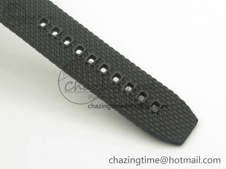 Super Ocean Heritage Black Ceramic Bezel SS Black Dial On Rubber Strap A Premium 5645