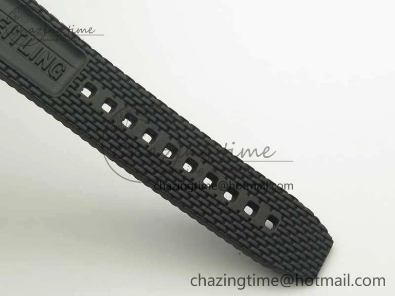 Super Ocean Heritage Black Ceramic Bezel SS Black Dial On Rubber Strap A Premium 5645