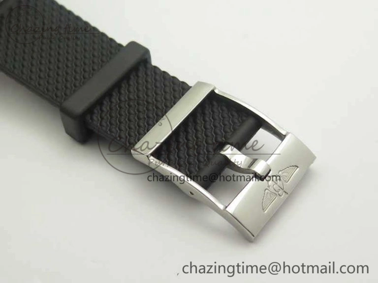 Super Ocean Heritage Black Ceramic Bezel SS Black Dial On Rubber Strap A Premium 5645