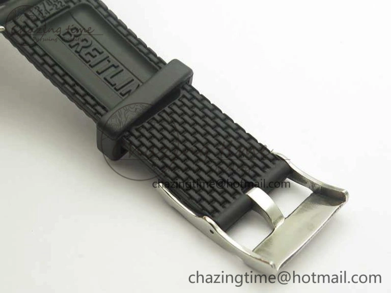 Super Ocean Heritage Black Ceramic Bezel SS Black Dial On Rubber Strap A Premium 5645