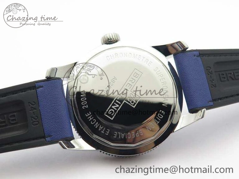 UrbanStyle Super Ocean Heritage Blue Ceramic Bezel SS Blue Dial On Blue Gummy Strap A 5690