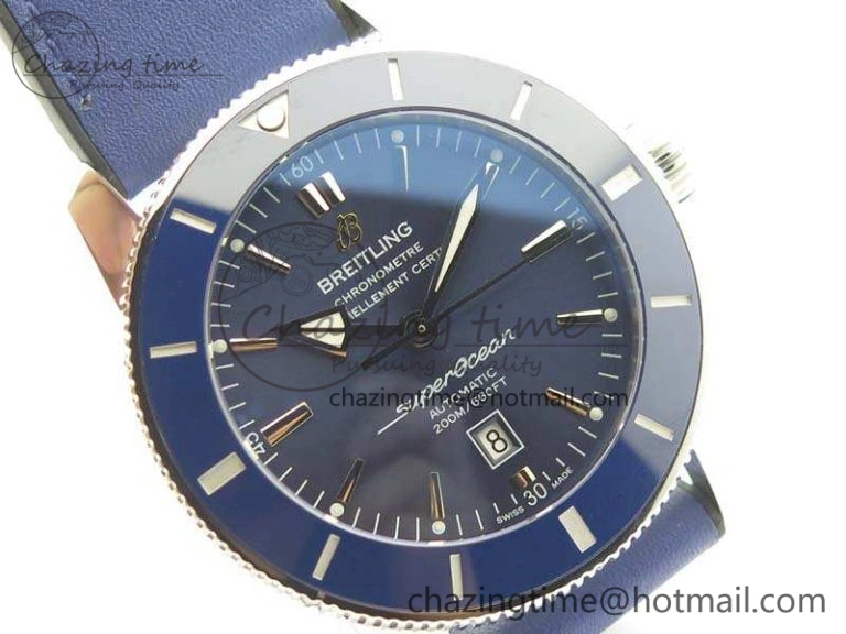 UrbanStyle Super Ocean Heritage Blue Ceramic Bezel SS Blue Dial On Blue Gummy Strap A 5690