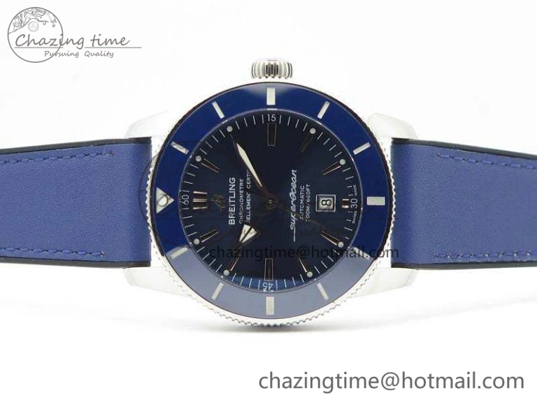 UrbanStyle Super Ocean Heritage Blue Ceramic Bezel SS Blue Dial On Blue Gummy Strap A 5690