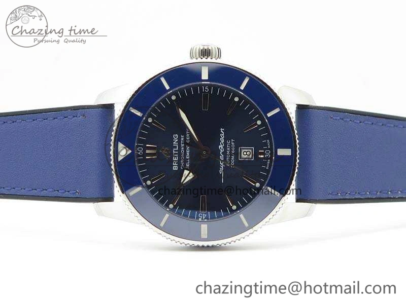 UrbanStyle Super Ocean Heritage Blue Ceramic Bezel SS Blue Dial On Blue Gummy Strap A 5690