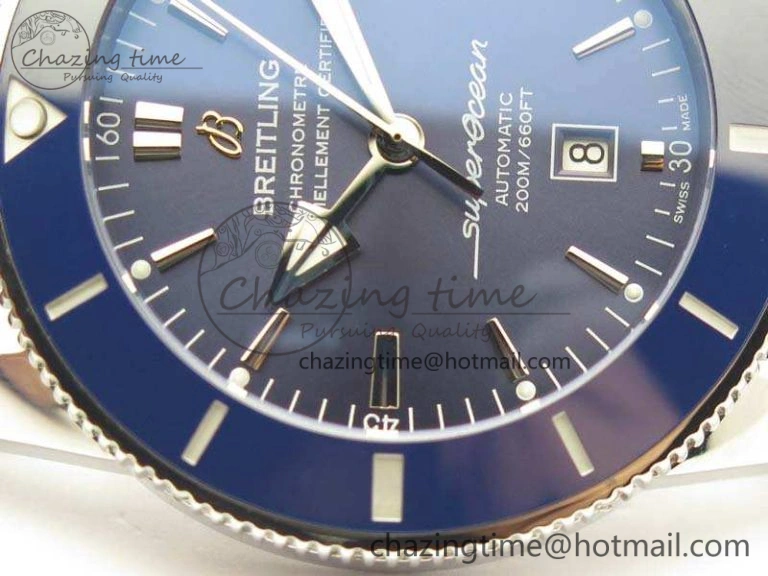 UrbanStyle Super Ocean Heritage Blue Ceramic Bezel SS Blue Dial On Blue Gummy Strap A 5690