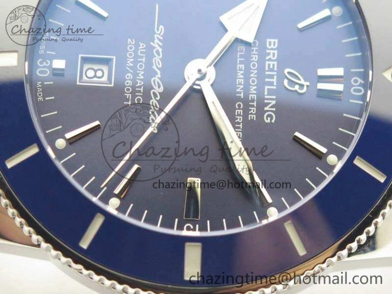 UrbanStyle Super Ocean Heritage Blue Ceramic Bezel SS Blue Dial On Blue Gummy Strap A 5690