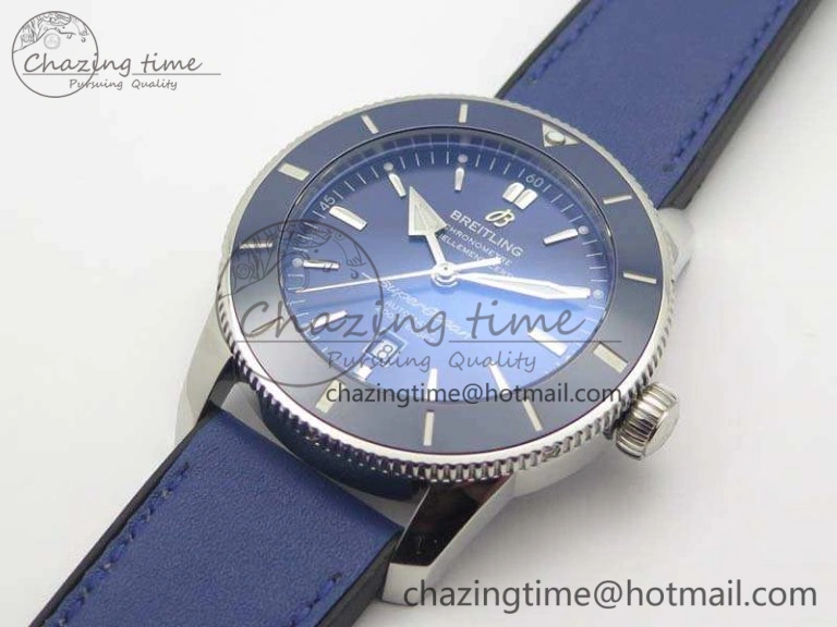 UrbanStyle Super Ocean Heritage Blue Ceramic Bezel SS Blue Dial On Blue Gummy Strap A 5690