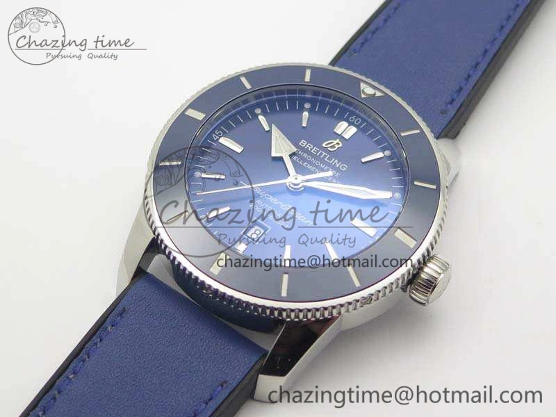 UrbanStyle Super Ocean Heritage Blue Ceramic Bezel SS Blue Dial On Blue Gummy Strap A 5690