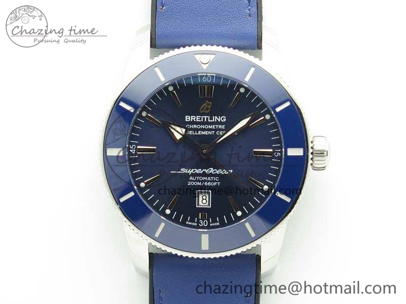UrbanStyle Super Ocean Heritage Blue Ceramic Bezel SS Blue Dial On Blue Gummy Strap A 5690