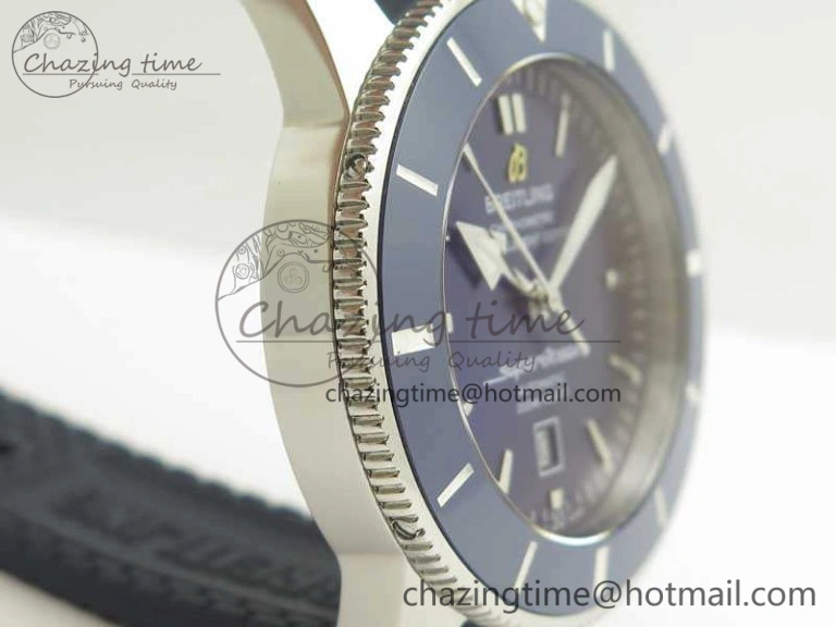 Super Ocean Heritage Blue Ceramic Bezel SS Blue Dial On Rubber Strap A TimelessDesign 5643