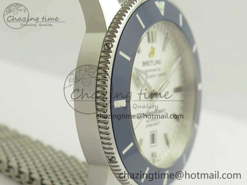 Super Ocean Heritage Blue Ceramic Bezel SS White Dial On SS Bracelet A Effortless 5651