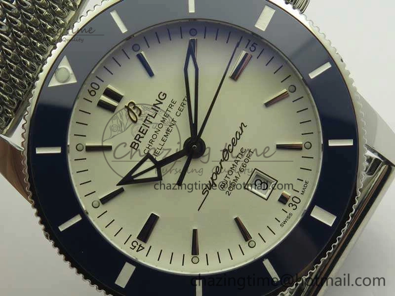 Super Ocean Heritage Blue Ceramic Bezel SS White Dial On SS Bracelet A Effortless 5651