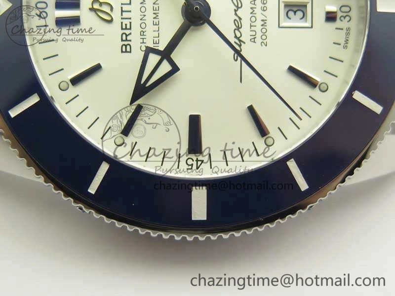 Super Ocean Heritage Blue Ceramic Bezel SS White Dial On SS Bracelet A Effortless 5651