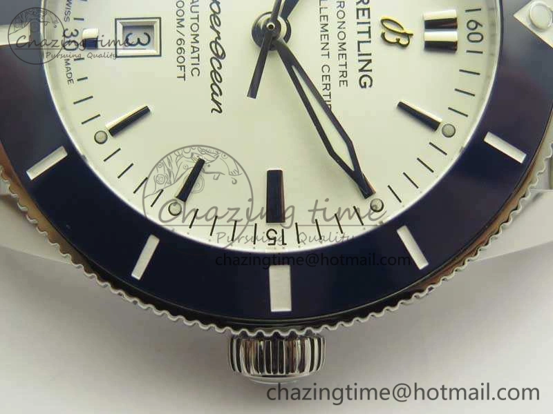 Super Ocean Heritage Blue Ceramic Bezel SS White Dial On SS Bracelet A Effortless 5651
