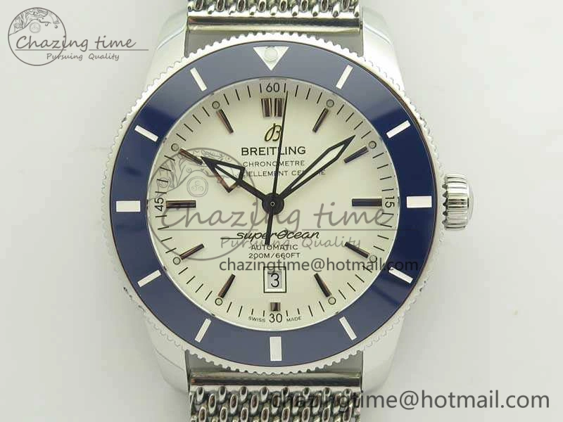 Super Ocean Heritage Blue Ceramic Bezel SS White Dial On SS Bracelet A Effortless 5651
