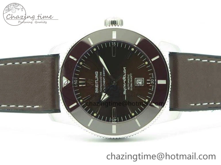 Super Ocean Heritage Brown Ceramic Bezel SS Brown Dial On Brown Gummy Strap A Tailored 5692