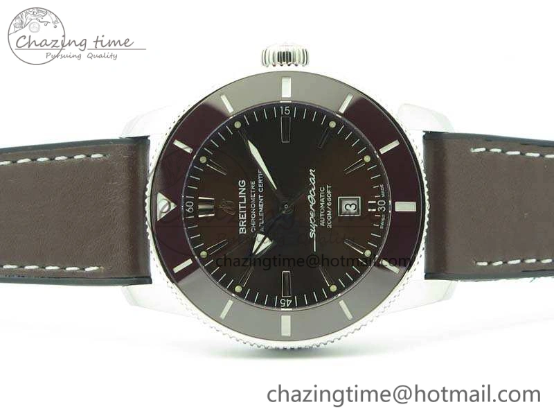 Super Ocean Heritage Brown Ceramic Bezel SS Brown Dial On Brown Gummy Strap A Tailored 5692