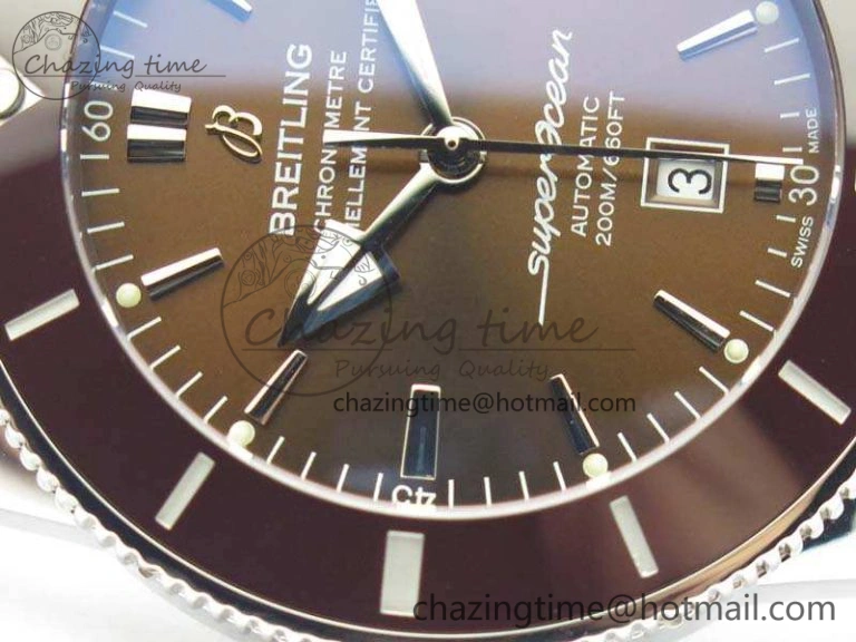 Super Ocean Heritage Brown Ceramic Bezel SS Brown Dial On Brown Gummy Strap A Tailored 5692
