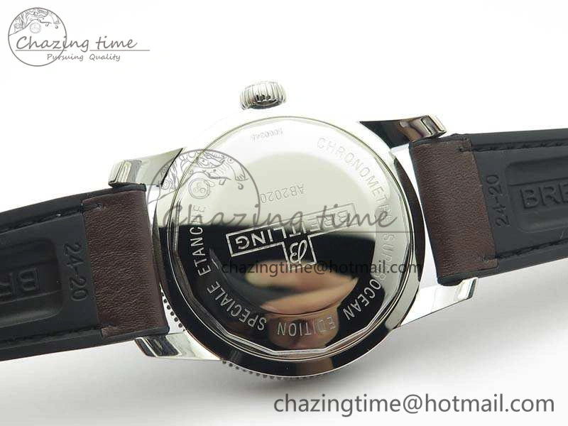 Super Ocean Heritage Brown Ceramic Bezel SS Brown Dial On Brown Gummy Strap A Tailored 5692