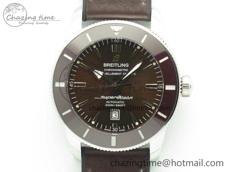 Super Ocean Heritage Brown Ceramic Bezel SS Brown Dial On Brown Gummy Strap A Tailored 5692