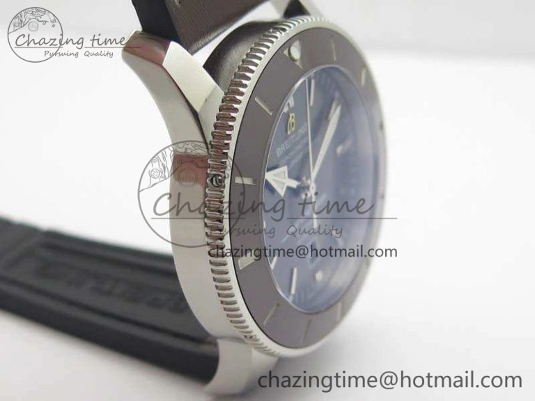 Super Ocean Heritage Brown Ceramic Bezel SS Gray Dial On Brown Gummy Strap A Contemporary 5691