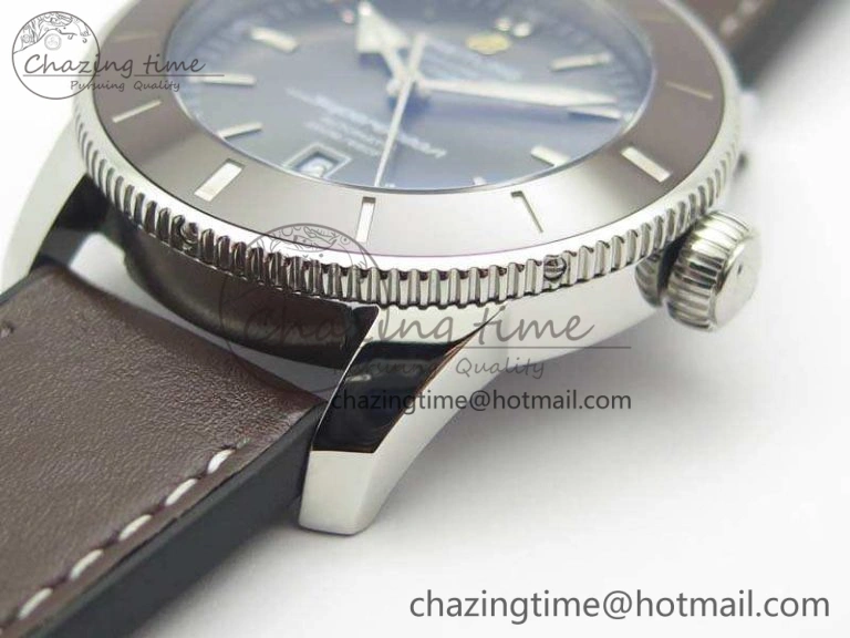 Super Ocean Heritage Brown Ceramic Bezel SS Gray Dial On Brown Gummy Strap A Contemporary 5691
