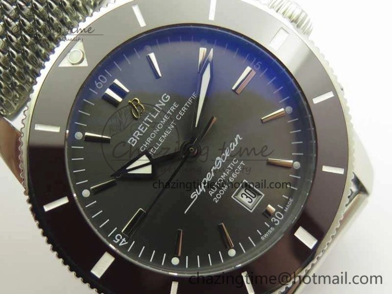 Stylish Super Ocean Heritage Brown Ceramic Bezel SS Gray Dial On SS Bracelet A 5650